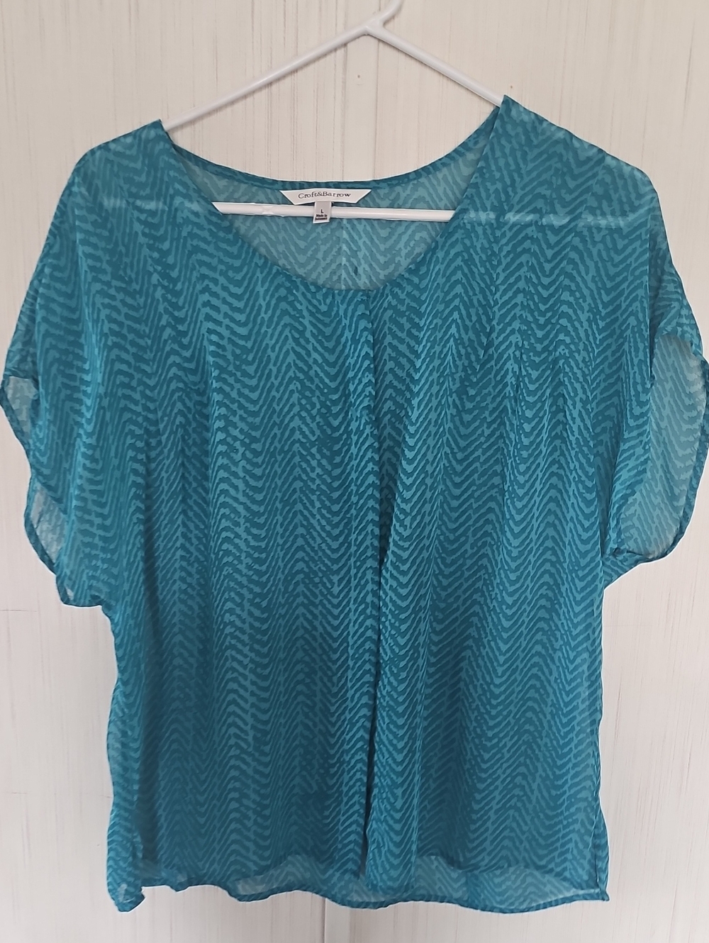Croft & Barrow Teal Sheer Short-Sleeve Blouse
